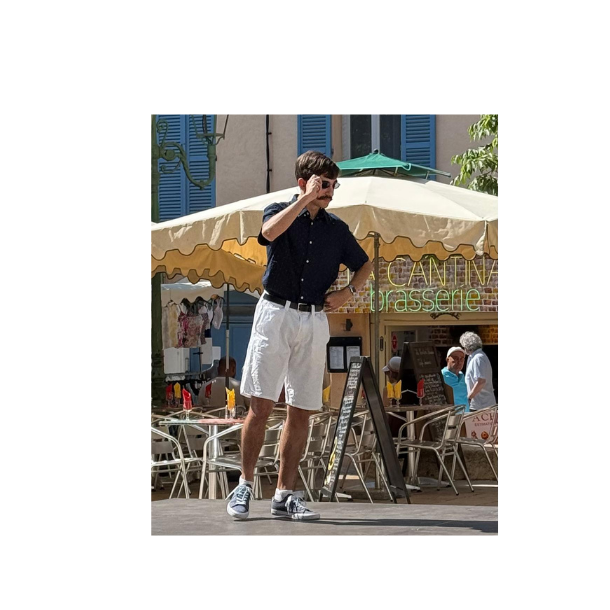 homme bermuda blanc polo marine